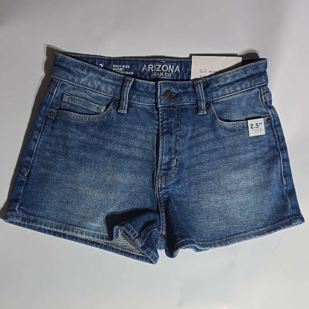 Arizona Women's Blue Denim High Rise Jean Shorts Size 2 NWT